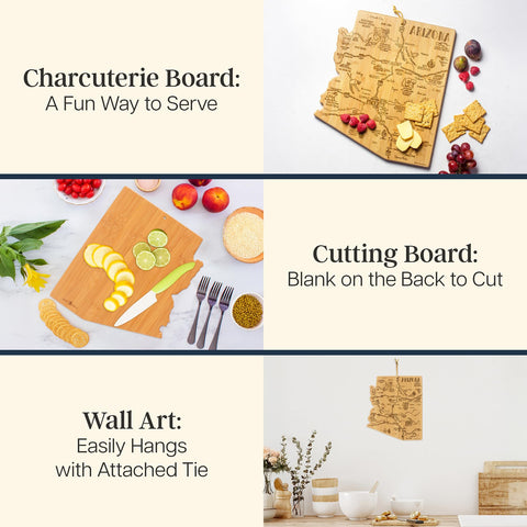Totally Bamboo Arizona state-shaped board doubles as a wall display and cutting surface.