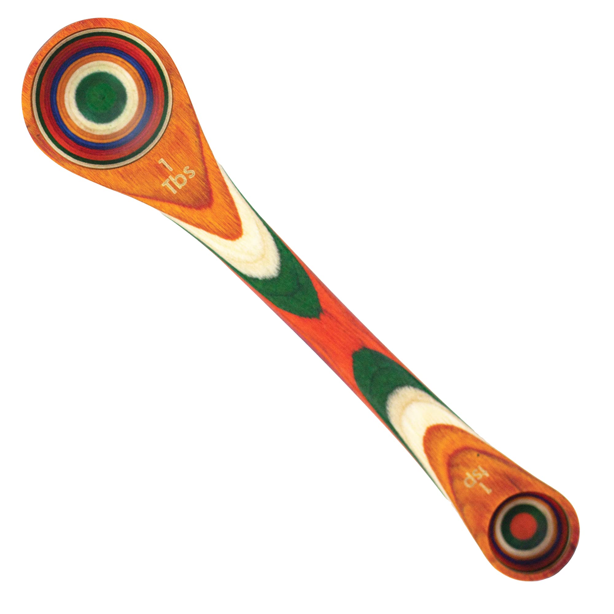 Totally Bamboo Baltique Marrakesh 2-in-1 spoon with colorful layers for precise measuring.