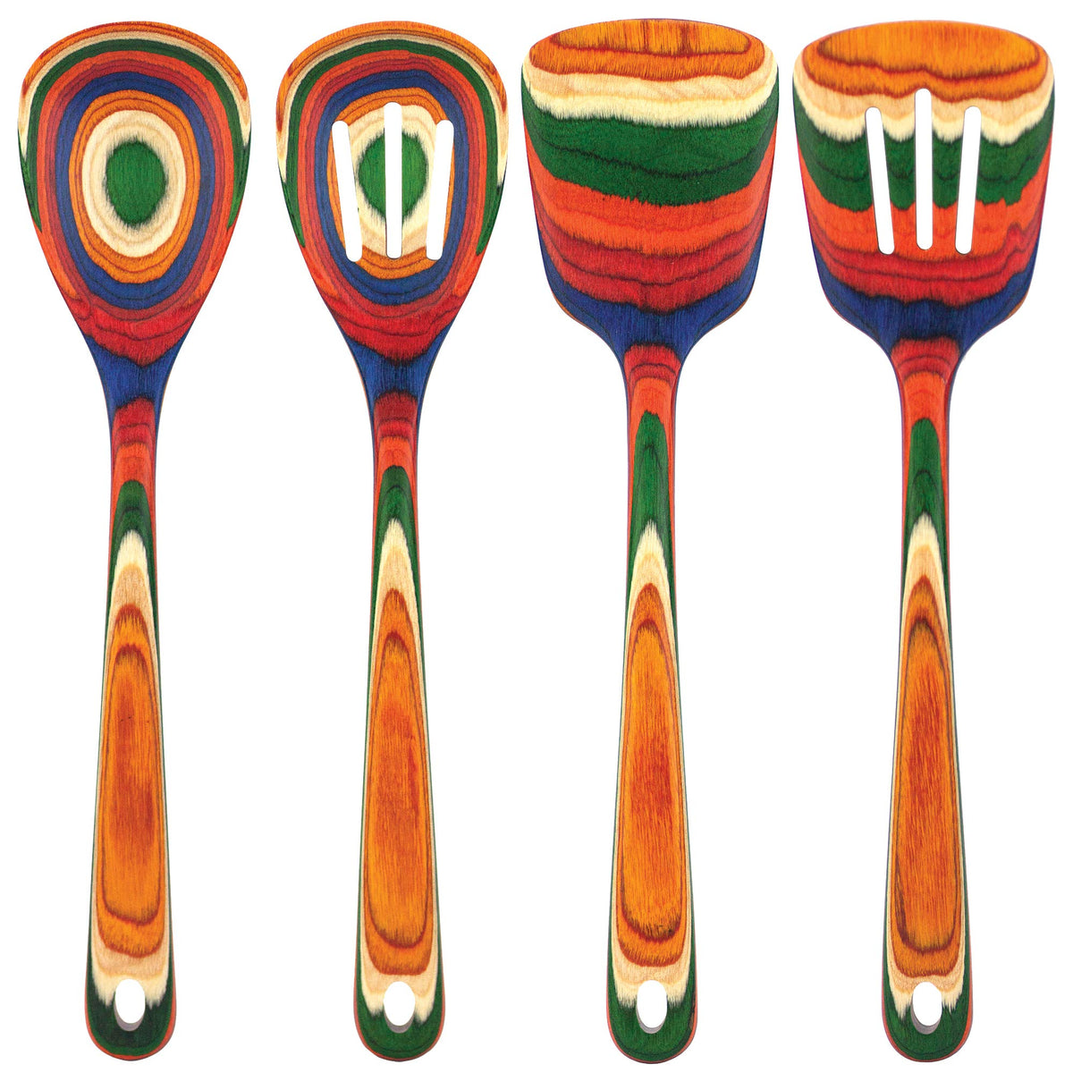 Totally Bamboo Baltique Marrakesh mixing spoon with vibrant colors for deep pot stirring.