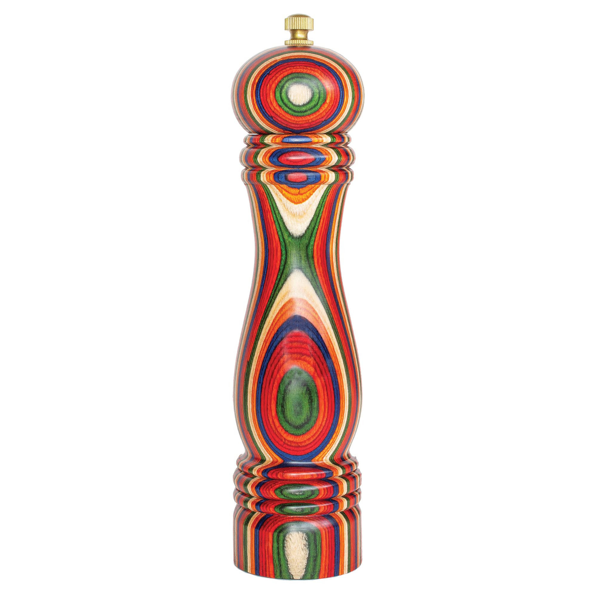Totally Bamboo Baltique Marrakesh pepper grinder in vibrant colors for stylish kitchen prep.
