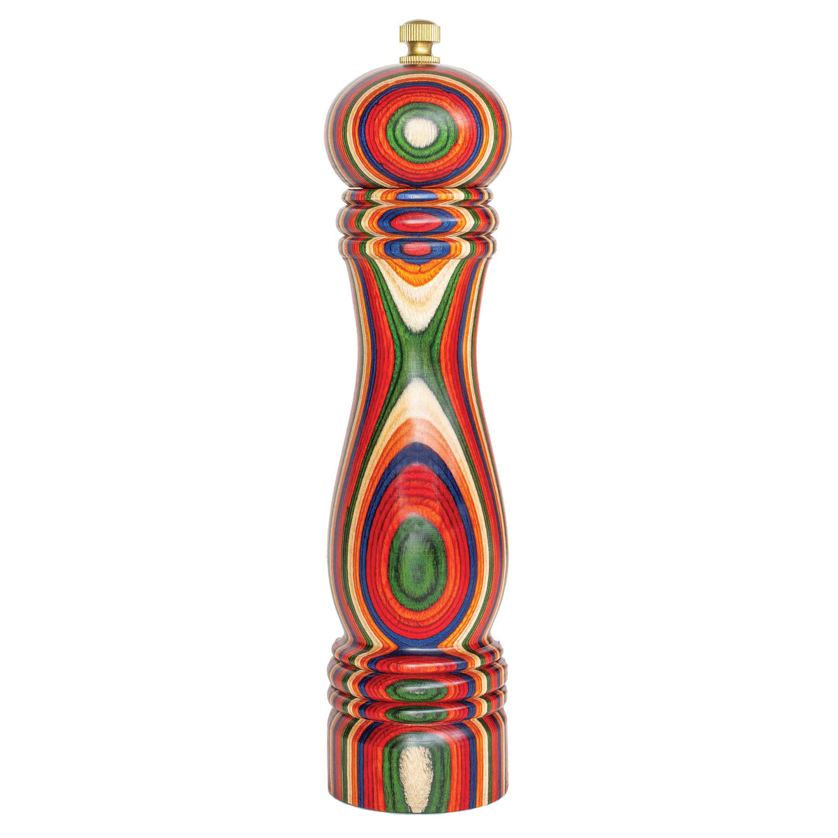 Totally Bamboo Baltique Marrakesh pepper grinder in vibrant colors for stylish kitchen prep.