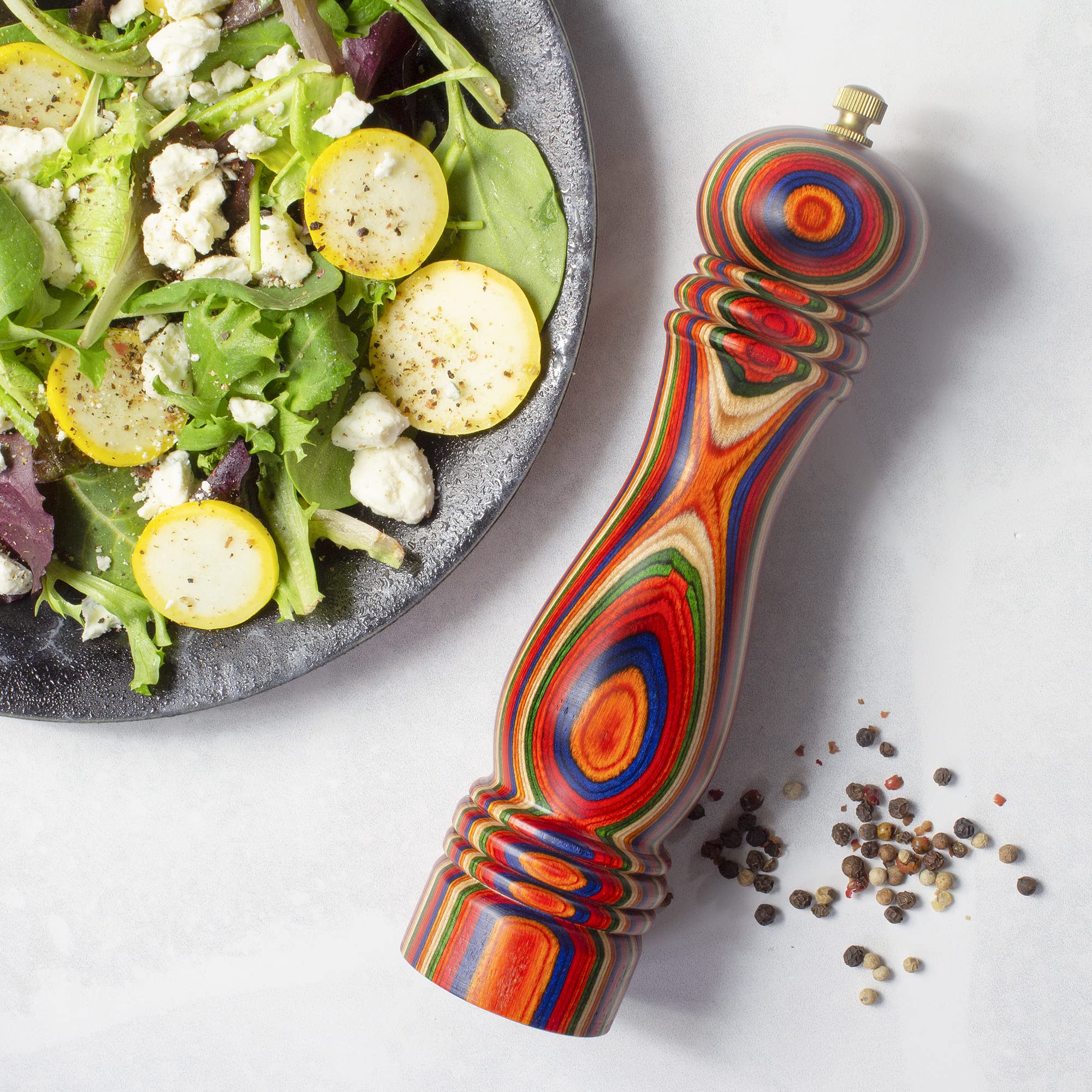 Baltique Marrakesh pepper grinder from Totally Bamboo with 8-inch size for table-ready seasoning.