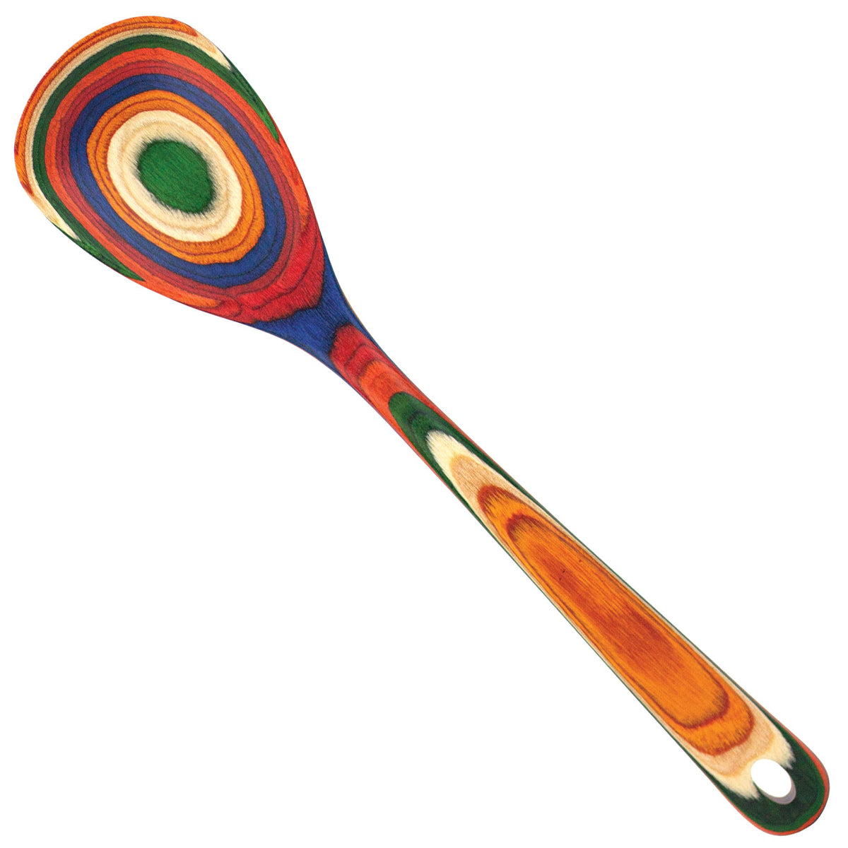 Totally Bamboo Baltique Marrakesh spoon 12-1/2in, rainbow colors for versatile stirring and serving.
