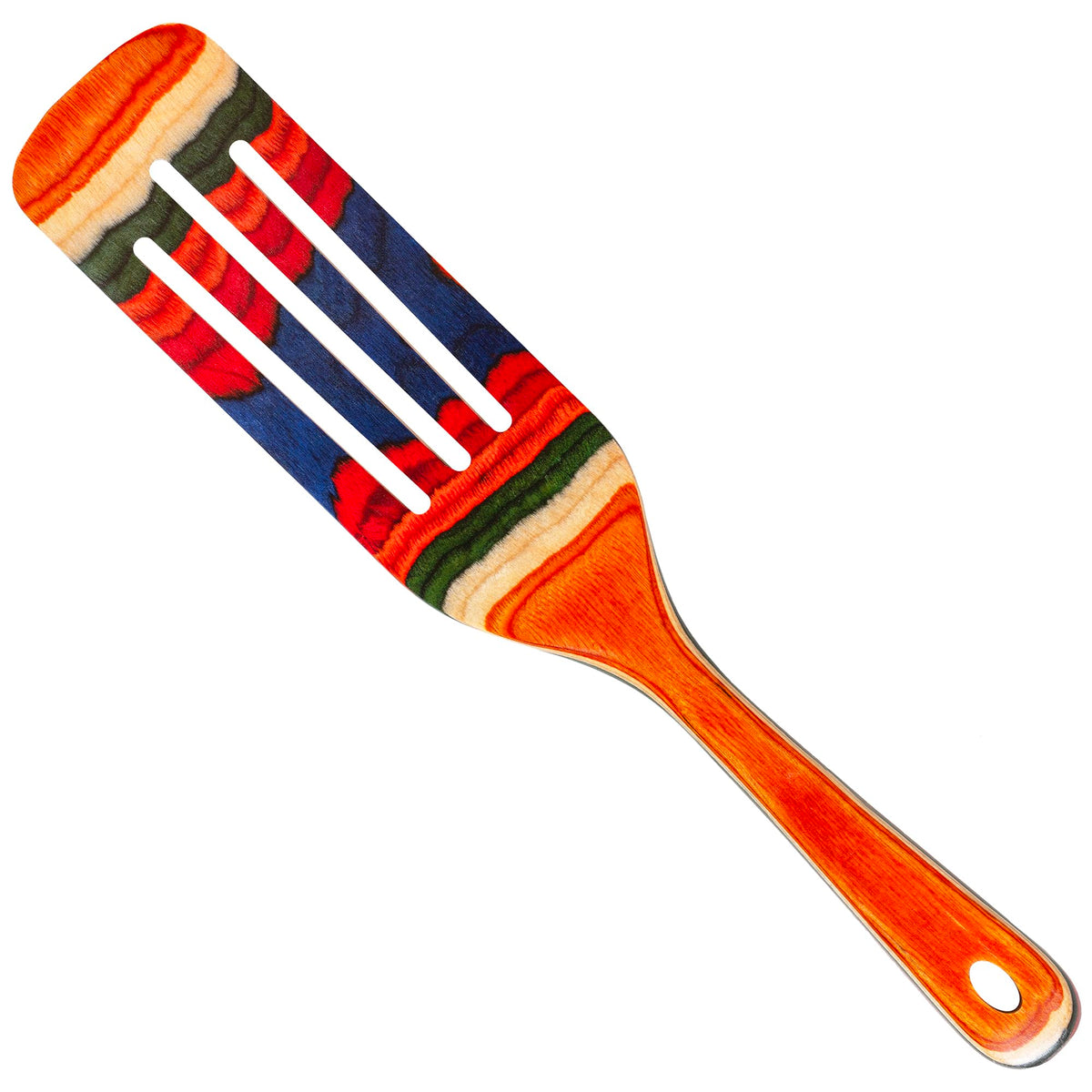 Totally Bamboo Baltique Marrakesh spurtle-13inch closeup in vibrant colors for versatile stirring.
