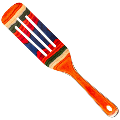 Totally Bamboo Baltique Marrakesh spurtle-13inch closeup in vibrant colors for versatile stirring.