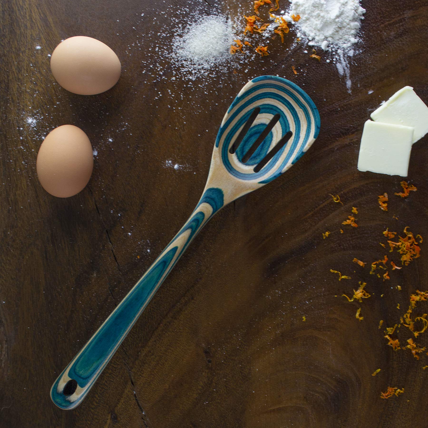 Totally Bamboo Baltique Mykonos slotted spatula for serving and turning.