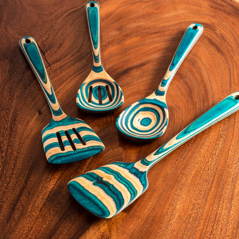 Totally Bamboo Baltique Mykonos slotted spoon for draining liquids.