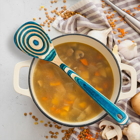 Baltique Mykonos spoon in bowl ideal for stirring sauces.
