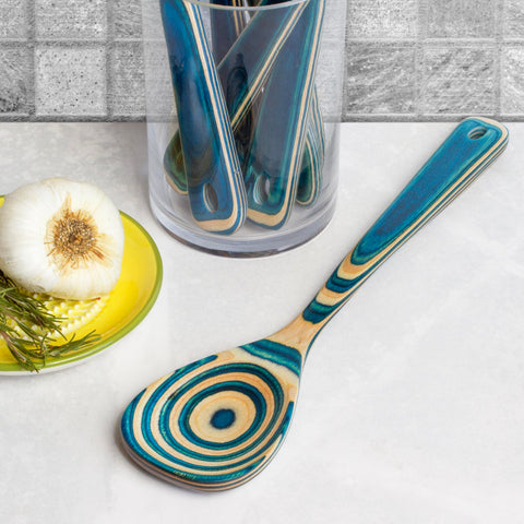 Nonstick-safe Baltique Mykonos spoon glides without scratching pans.