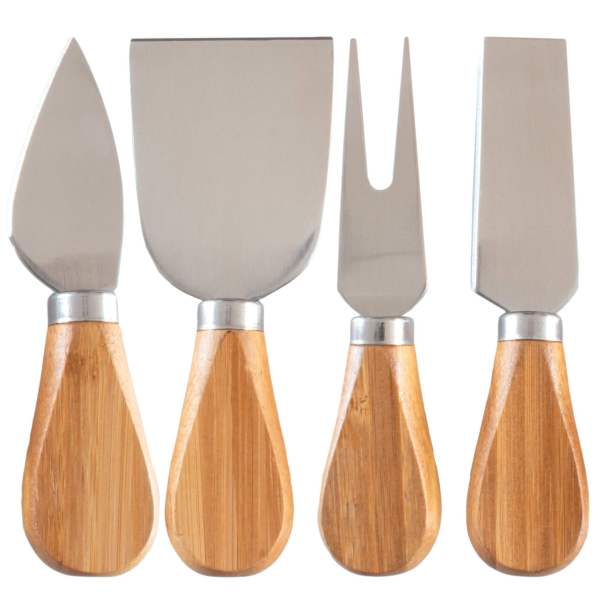 Totally Bamboo cheese tool set flat knife for easy slicing of aged cheeses.