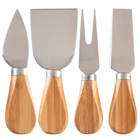 Totally Bamboo cheese tool set flat knife for easy slicing of aged cheeses.