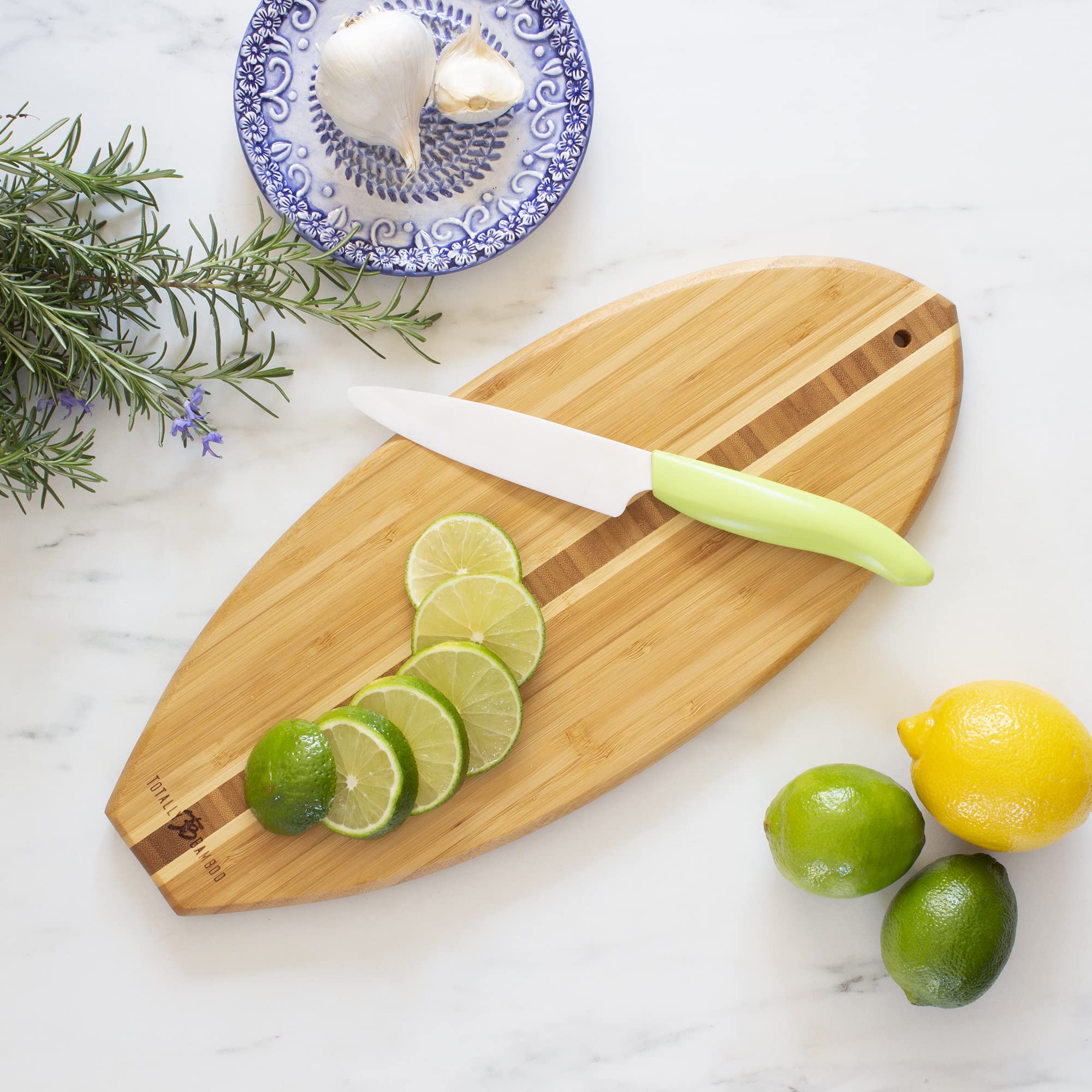 Totally Bamboo Lil' Surfer board features a dark end-grain inlay for striking contrast.