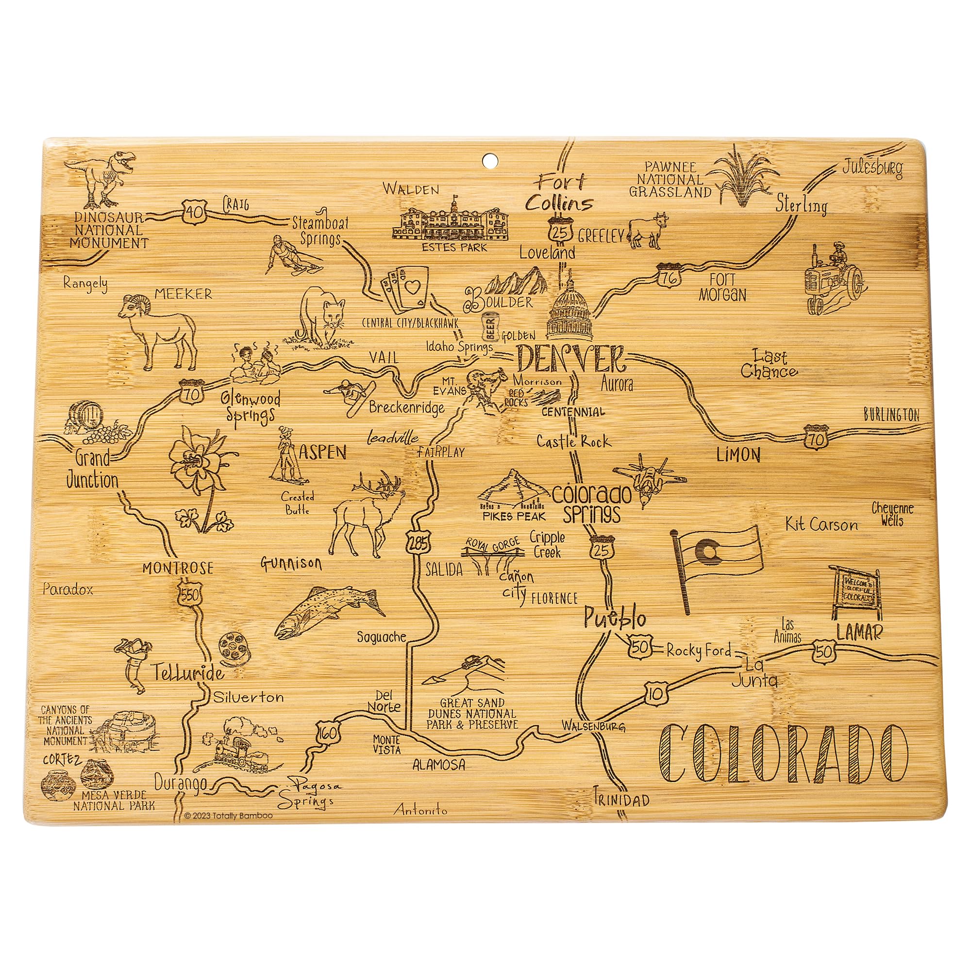 Totally Bamboo Colorado map engraving on destination board for display and prep