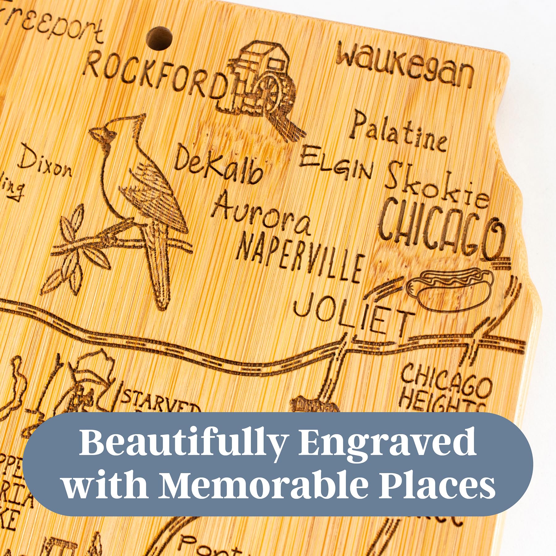 Totally Bamboo Illinois wall display cutting board doubles as home décor.