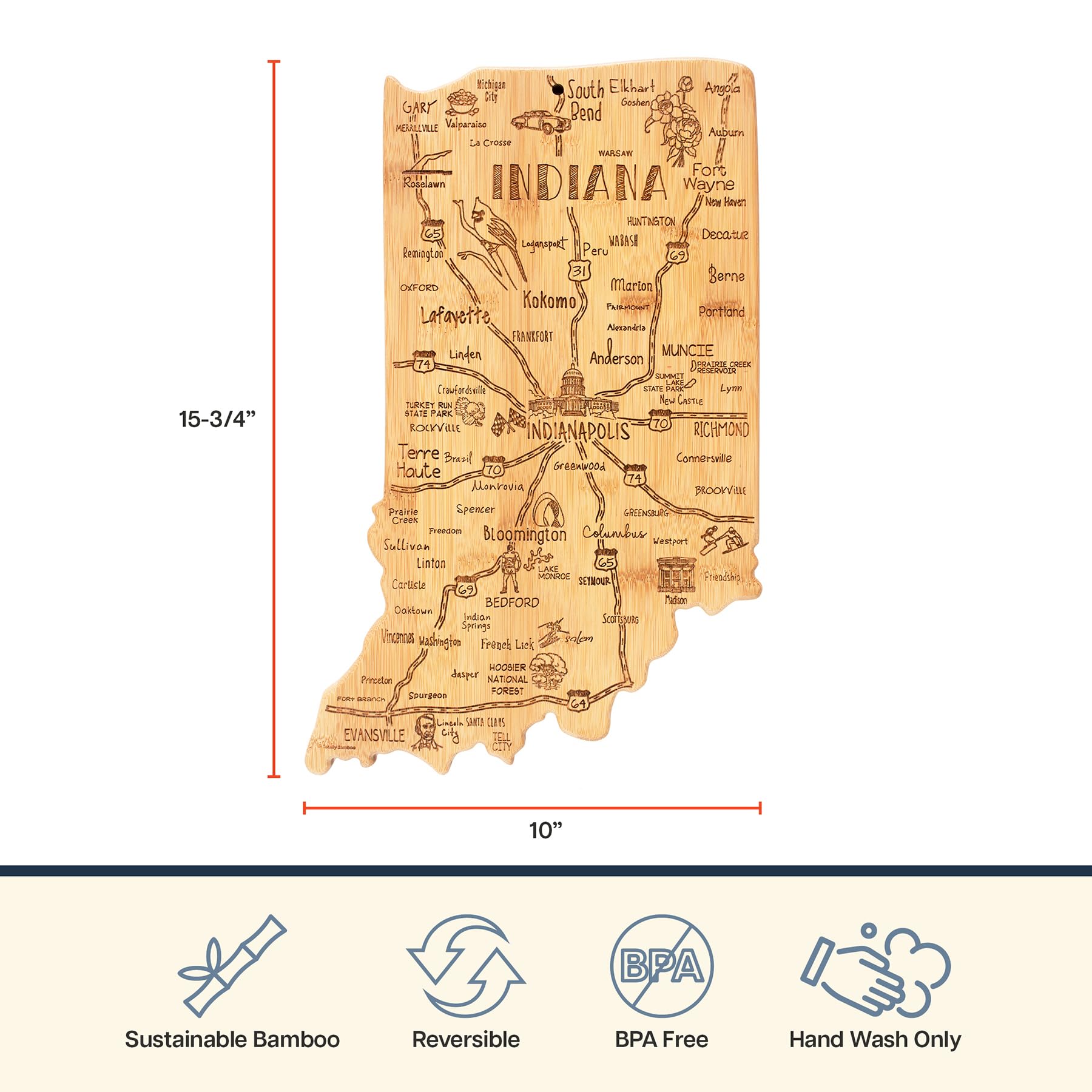 Totally Bamboo Destination Indiana board hanging-ready for stylish décor