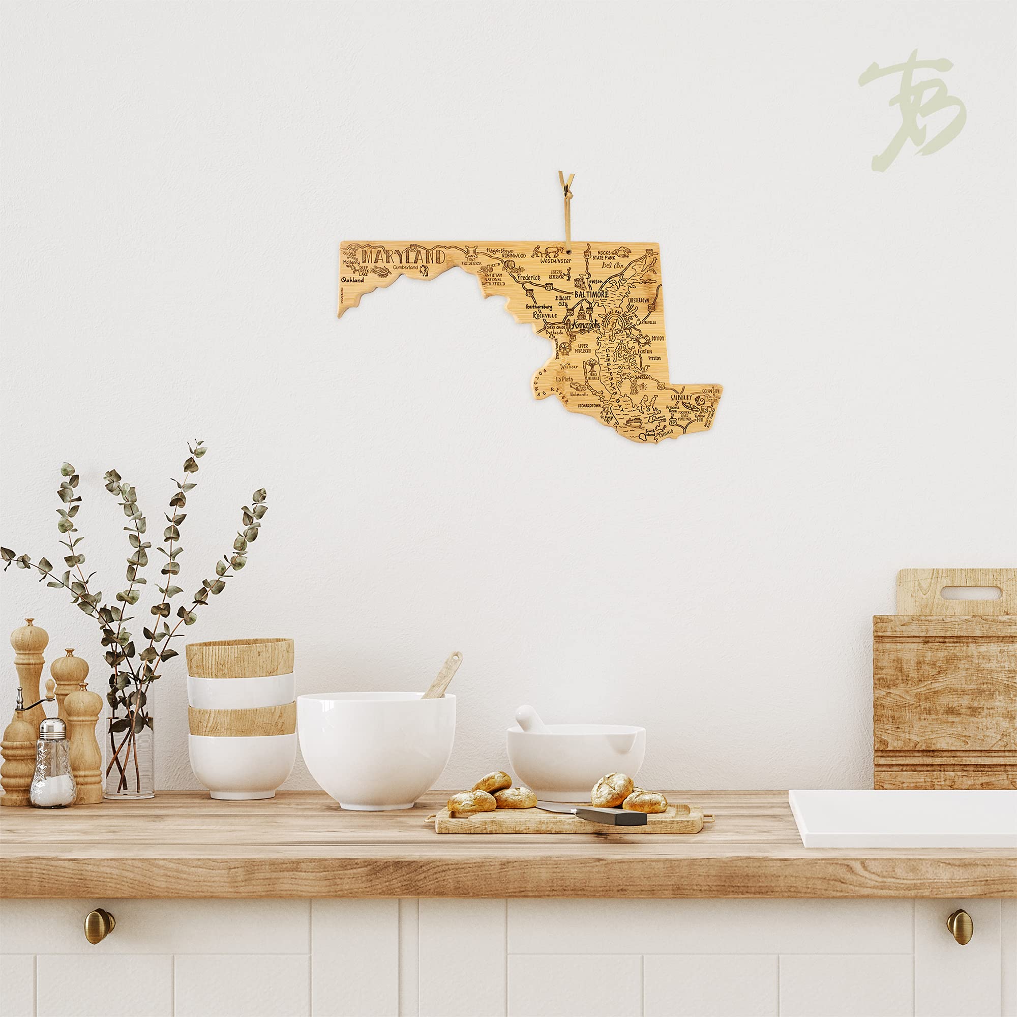 Totally Bamboo Maryland board used for cutting and serving at gatherings.