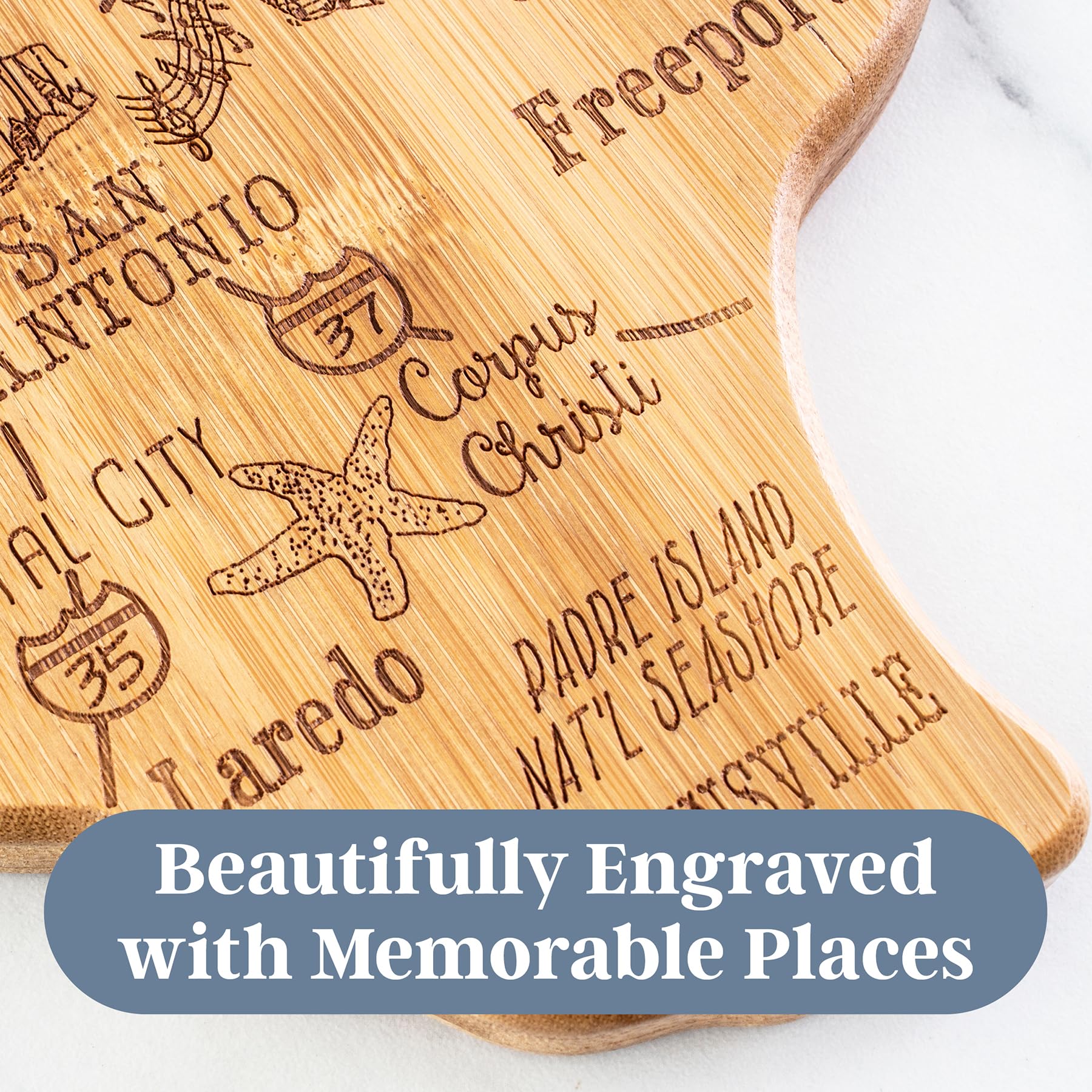 Totally Bamboo Destination Texas wall-display board designed to hang in kitchen or decor.