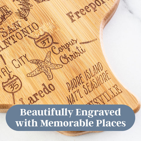 Totally Bamboo Destination Texas wall-display board designed to hang in kitchen or decor.