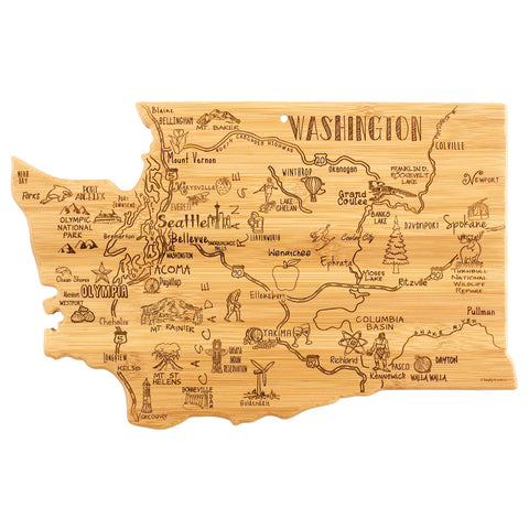 Totally Bamboo Destination Washington State cutting board with engraved map for elegant kitchen prep