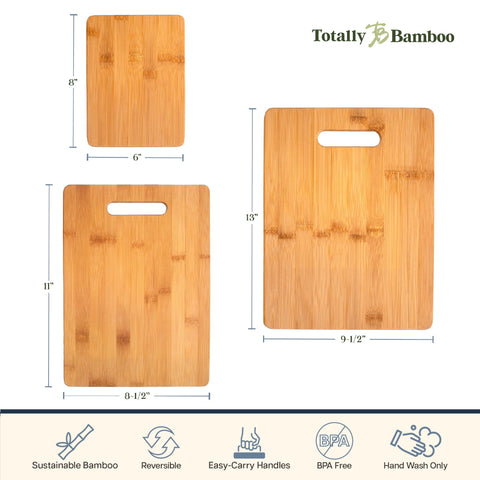 Totally Bamboo easy-clean cutting boards suited for quick hand washing.