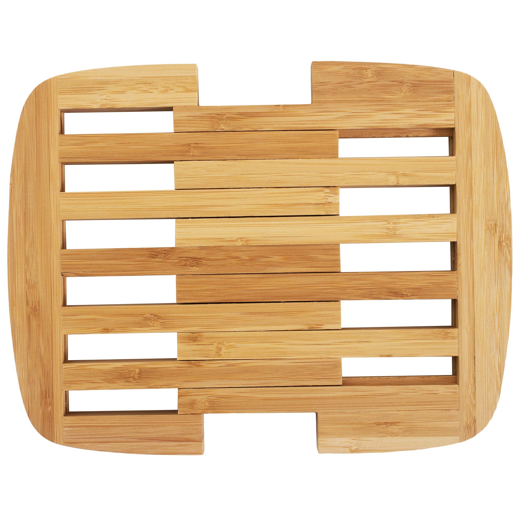 Totally Bamboo Expandable Trivet compact mode shields counters from heat.