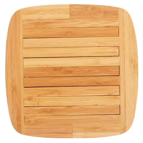 Totally Bamboo Expandable Trivet expanded mode provides larger protection for pots.