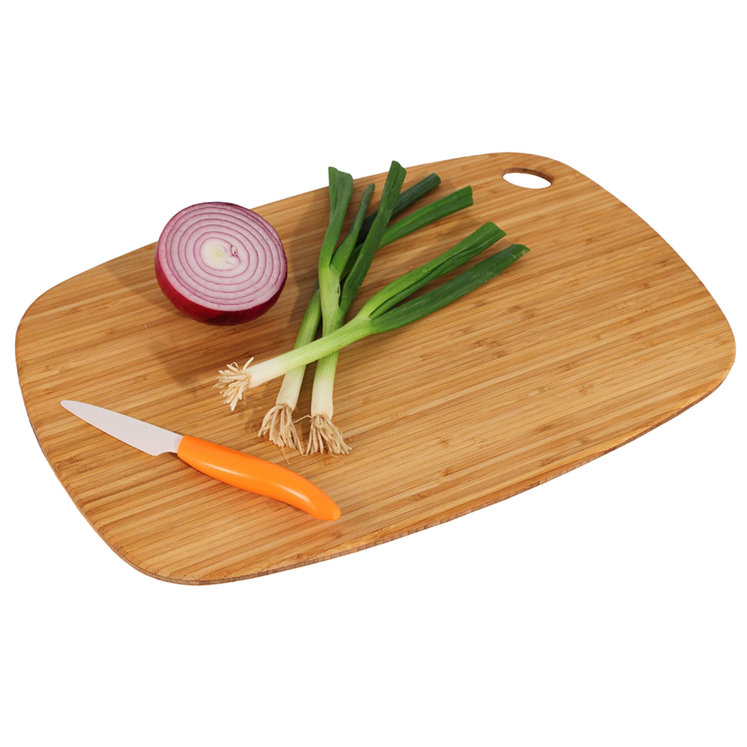 Totally Bamboo Greelite cutting board for meat prep with a knife-friendly surface.