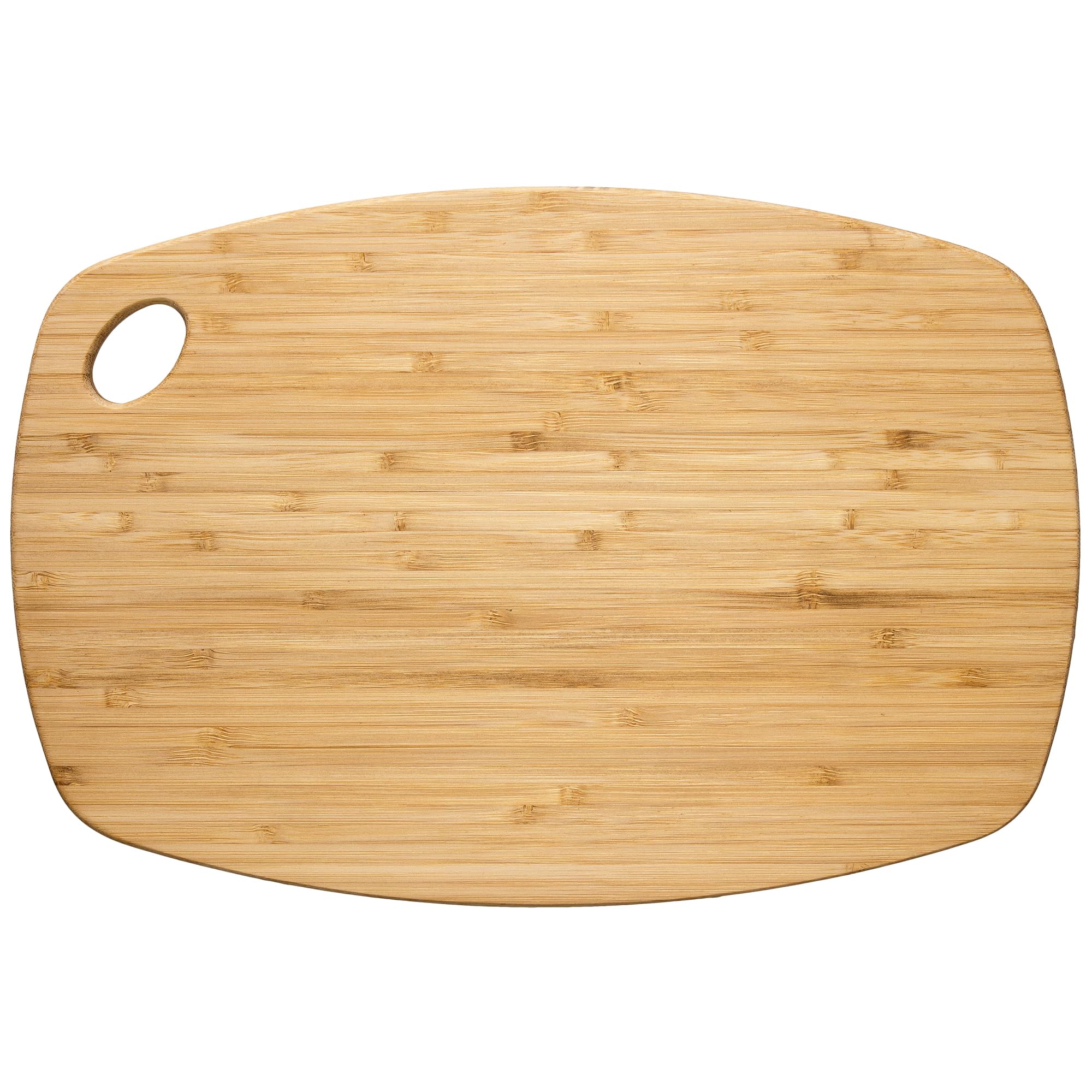 Totally Bamboo Greelite dishwasher-safe cutting board front view for easy cleanup after meal prep.
