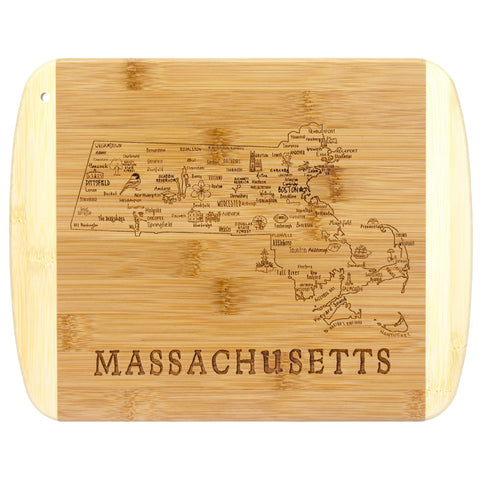 Totally Bamboo Massachusetts state board with Boston engraving, great for entertaining.
