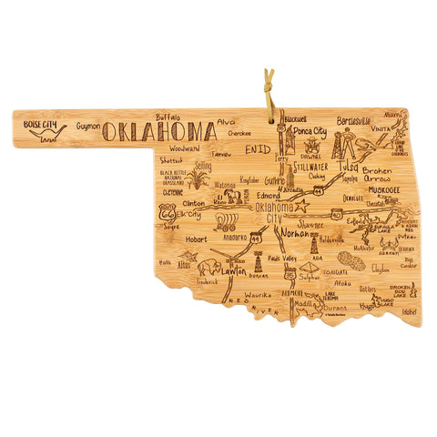 Totally Bamboo Oklahoma state cutting board with map artwork for stylish meal prep