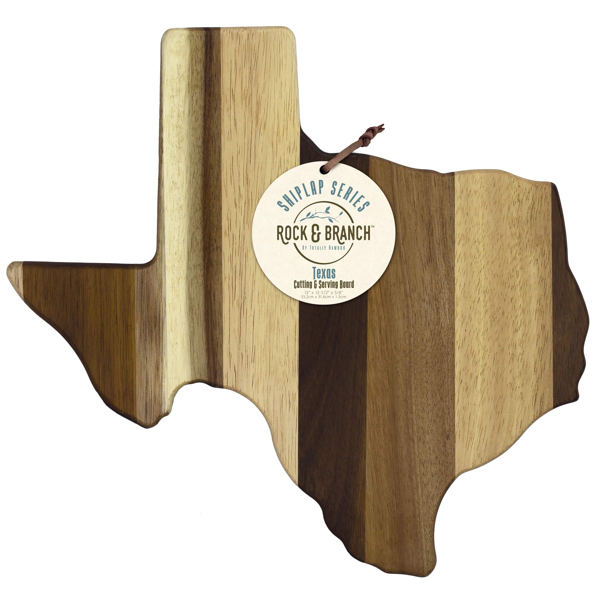 Totally Bamboo Rock and Branch board features mixed woods for warm rustic charm.