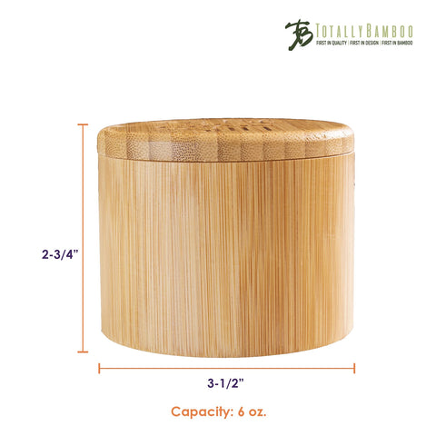 Totally Bamboo salt cellar on the counter keeps seasoning accessible