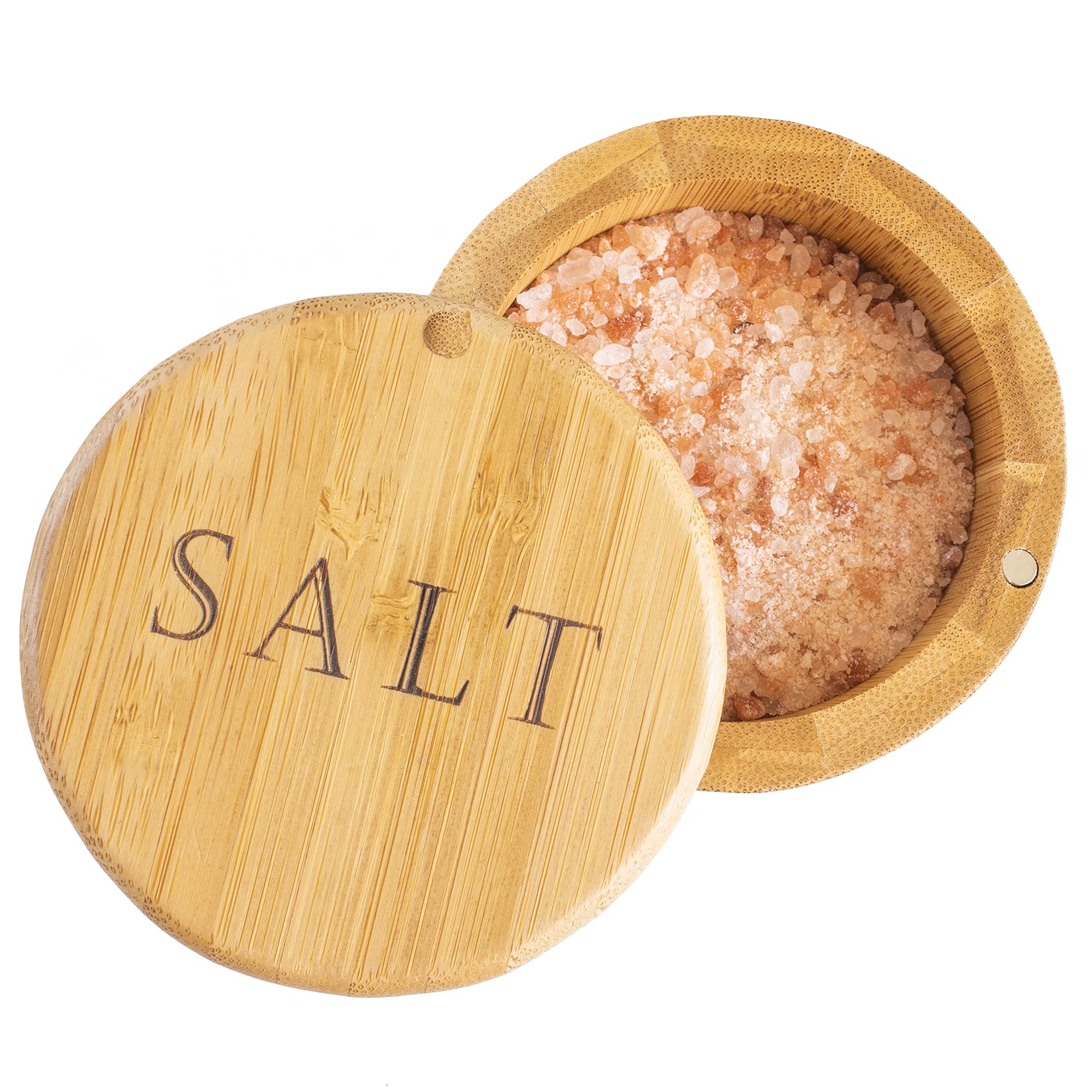 Totally Bamboo Salt Cellar with magnetic lid offers quick seasoning at the counter