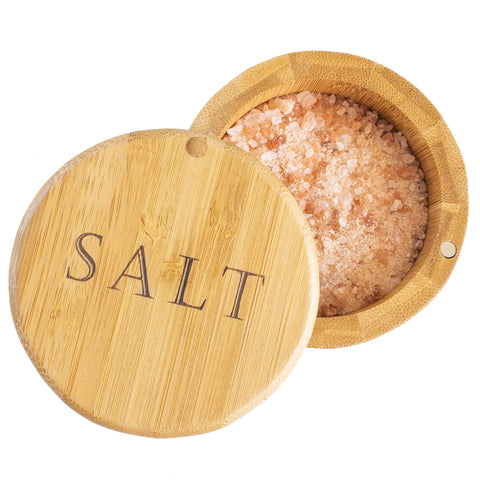 Totally Bamboo Salt Cellar with magnetic lid offers quick seasoning at the counter