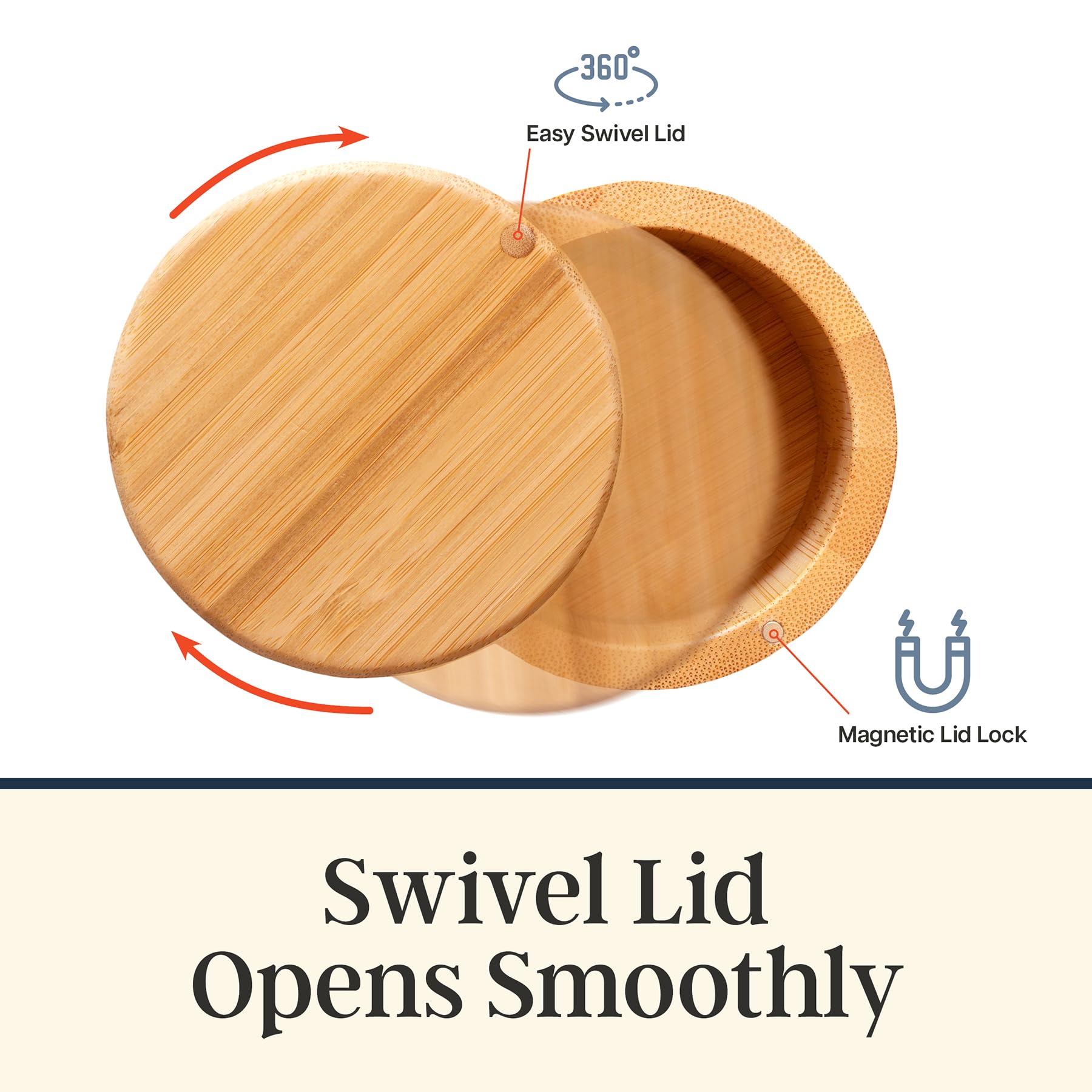 Totally Bamboo salt cellar holds up to six ounces of salt or spices for daily use.