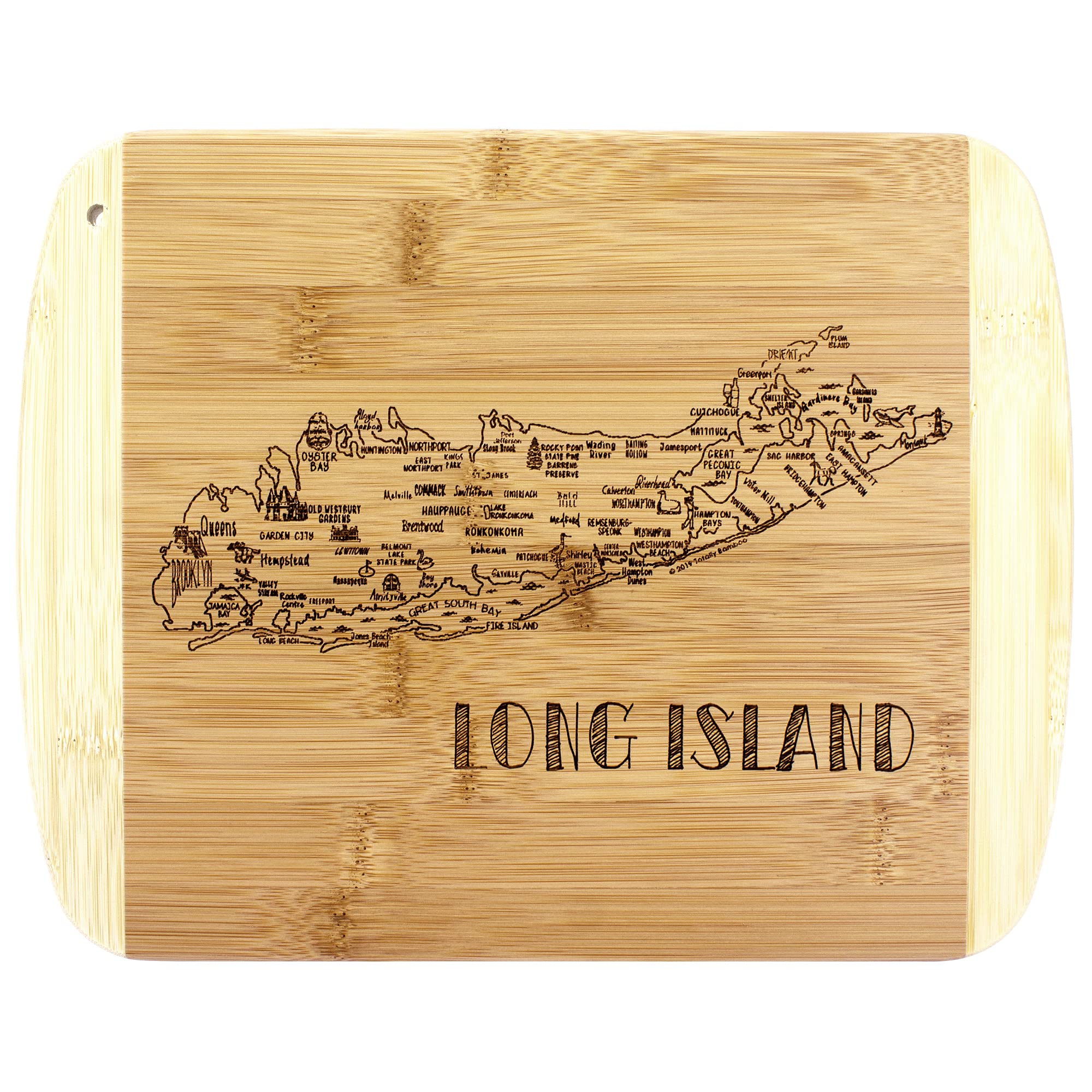 Totally Bamboo Slice of Life Long Island board with engraving for stylish entertaining