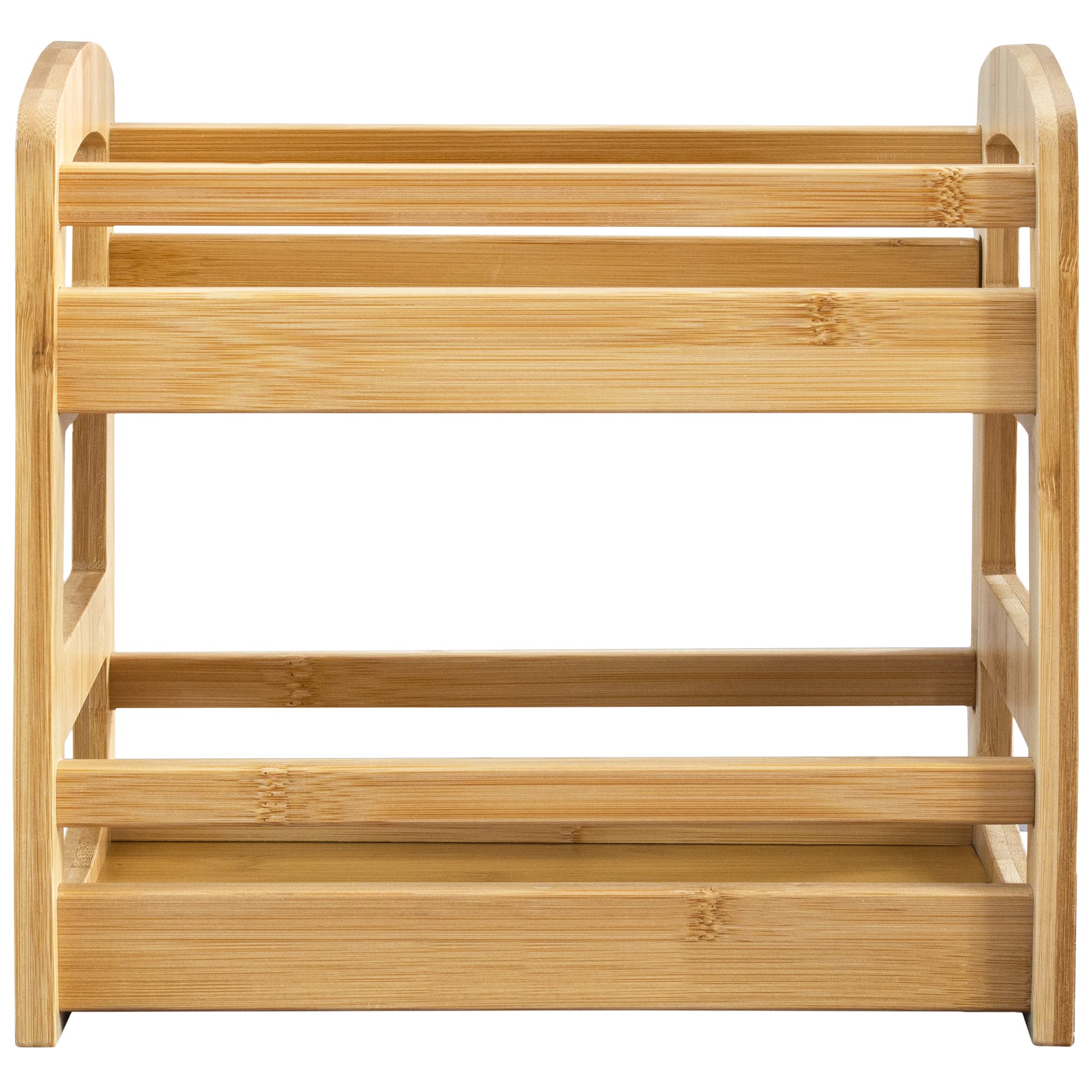 Totally Bamboo spice caddy inside cupboard demonstrates versatile kitchen organization.