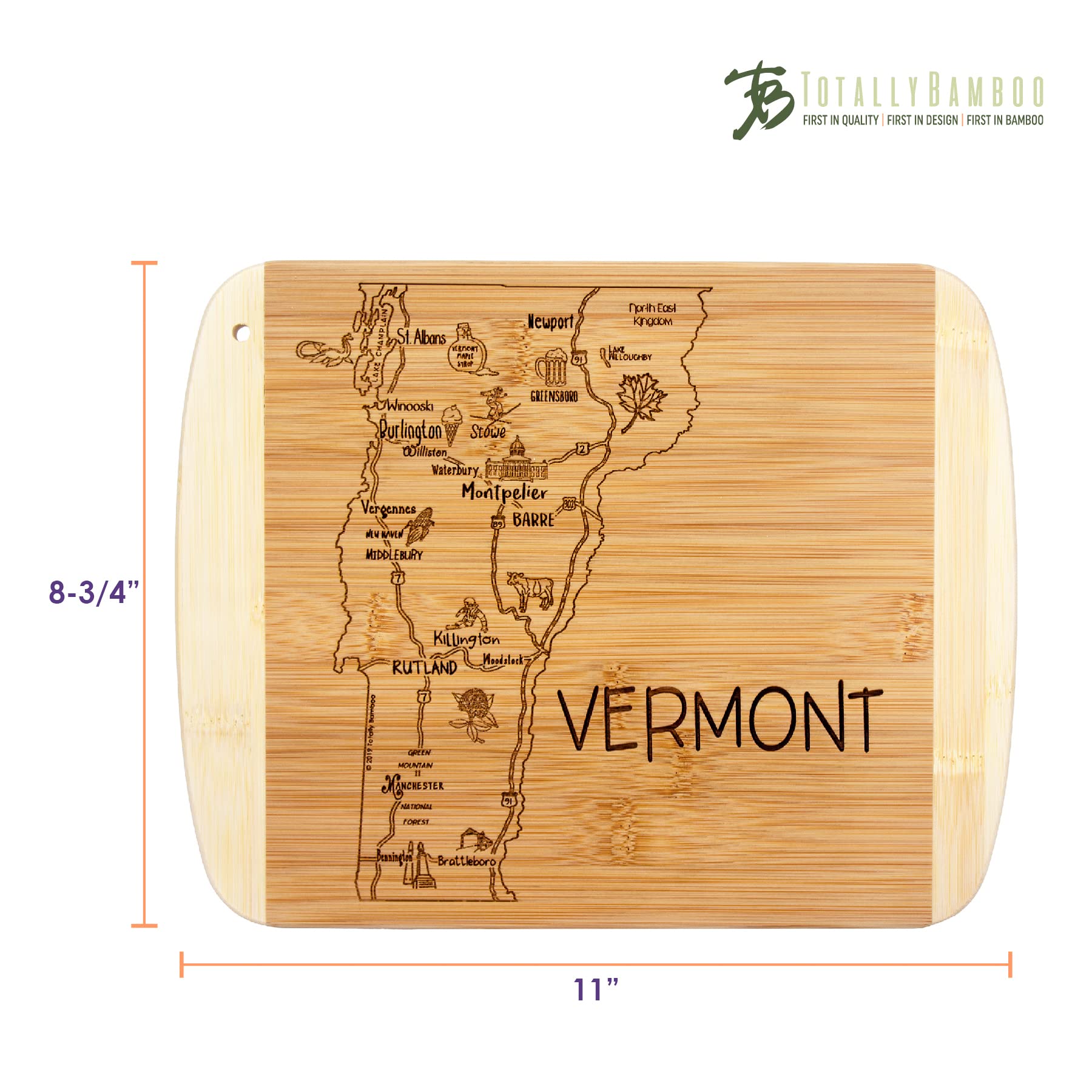 Totally Bamboo Vermont lake Champlain design, great for charcuterie and gatherings.