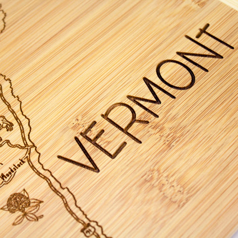 Totally Bamboo Vermont serving board closeup, smooth surface for easy slicing and serving.
