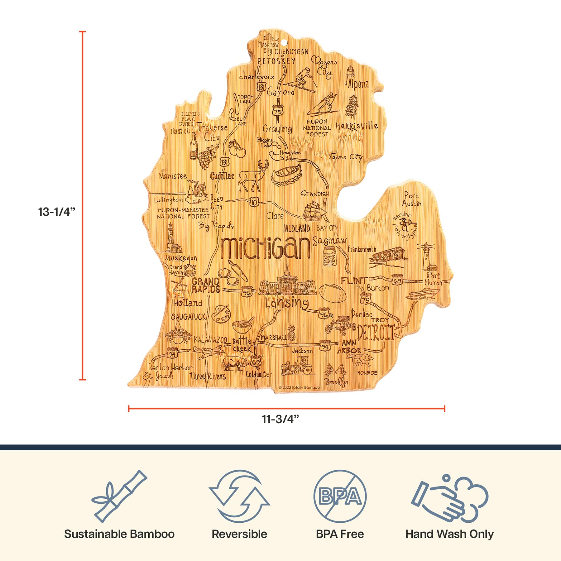 Totally Bamboo wall-display Michigan board adds decorative warmth to kitchens.