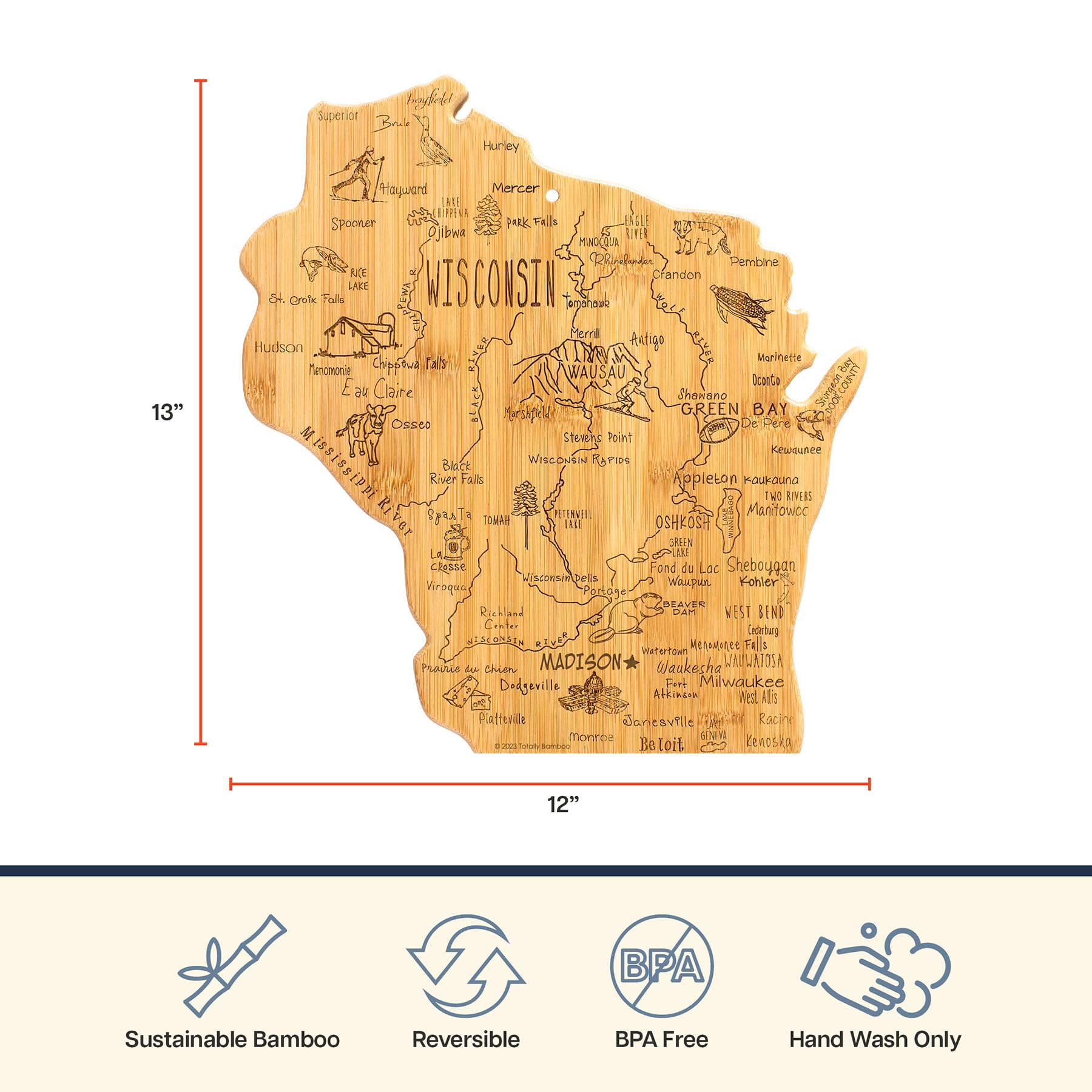 Totally Bamboo Wisconsin knife-friendly bamboo for safe slicing