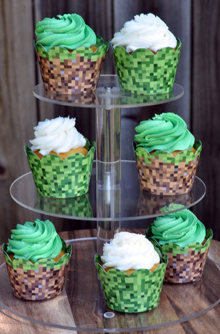 Toula Pixel Grass cupcakes wrapped in USA made cardboard