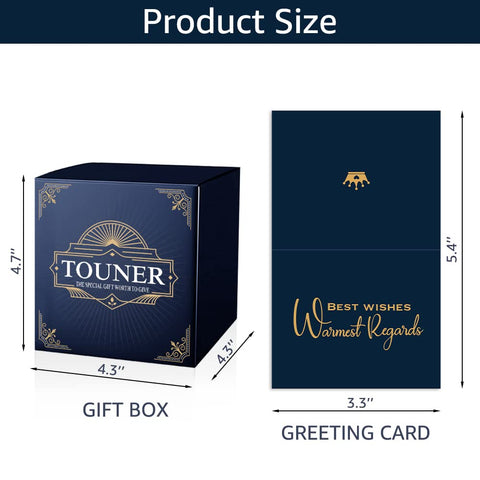 TOUNER whiskey glass in open gift box showcases premium packaging.