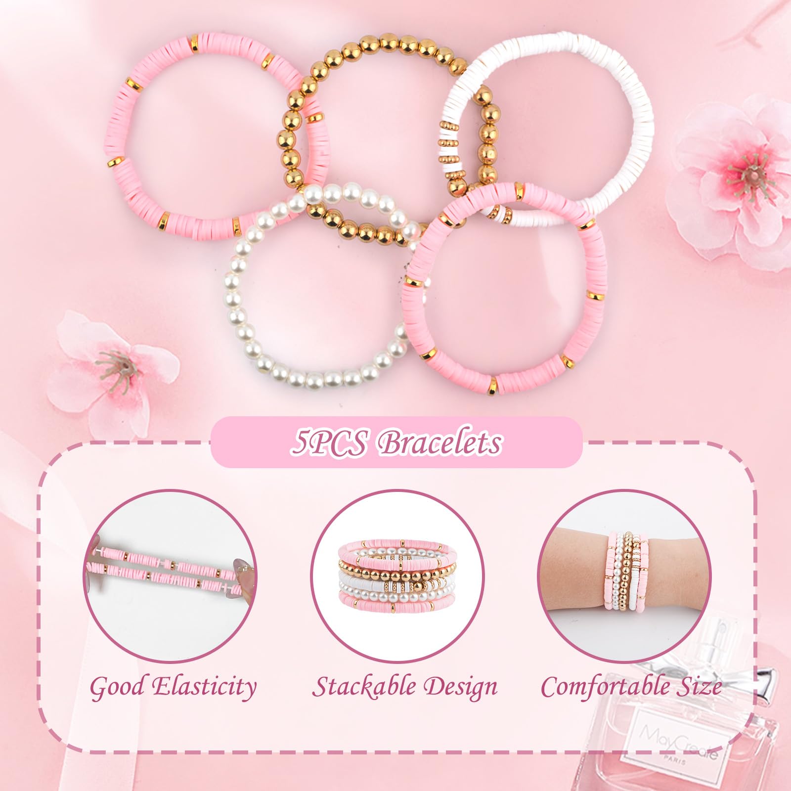 TOUPONS clay bead friendship bracelet set for playful accessories and bonds.