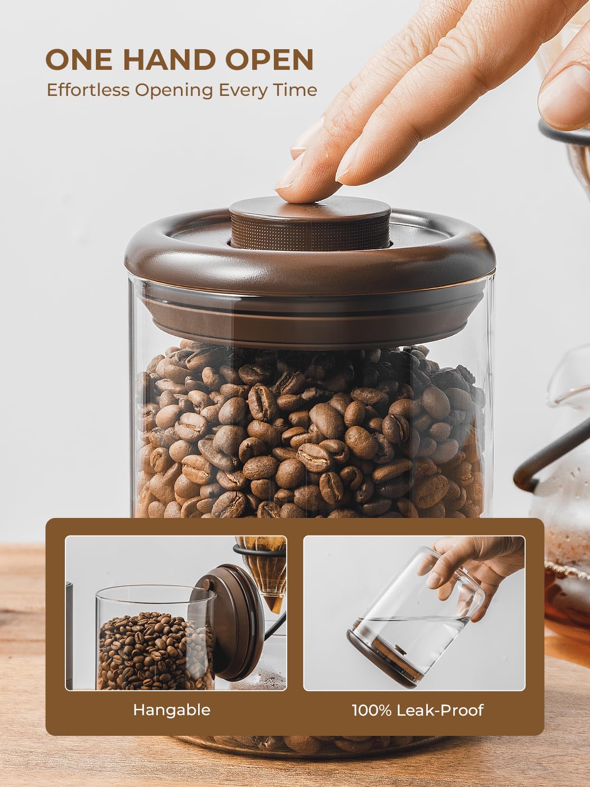 Tourdeus borosilicate glass jar offers clear view and durability.