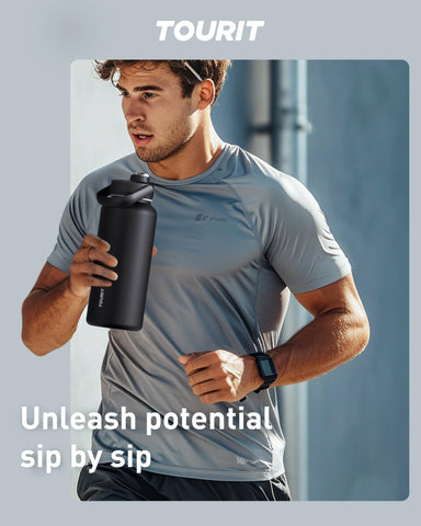 TOURIT Obsidian bottle grip texture provides secure handling outdoors