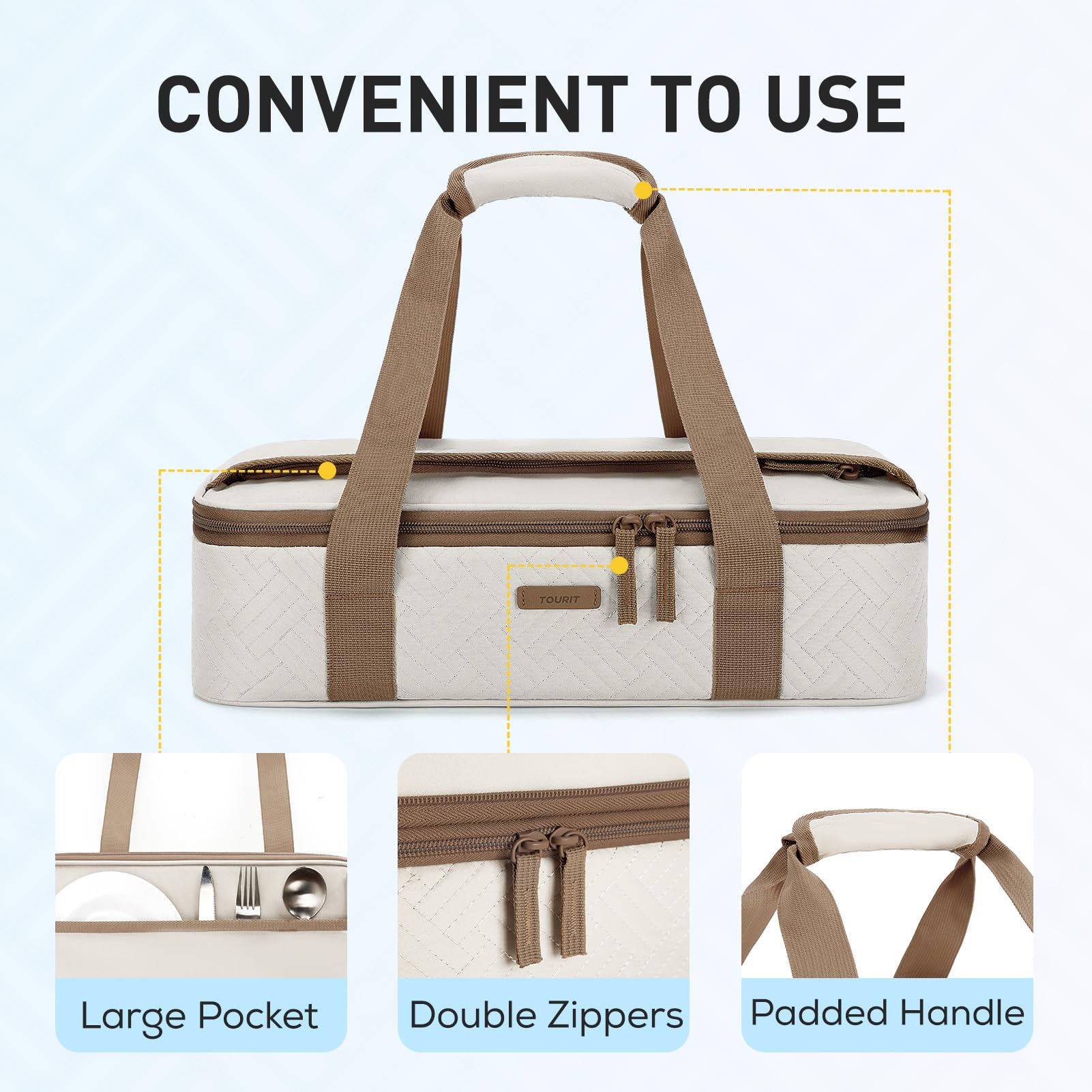 Tourit leakproof lining prevents leaks while preserving food temperature