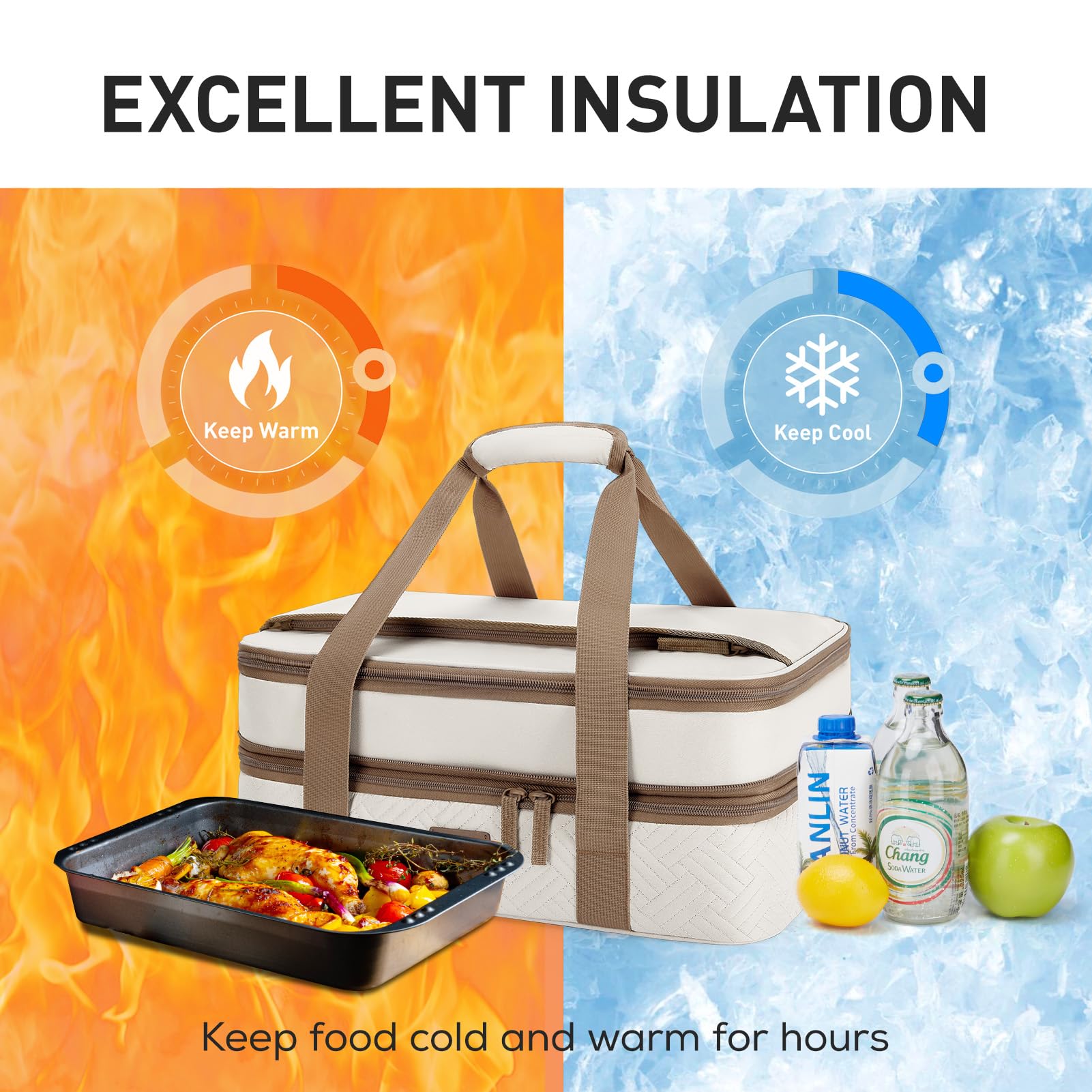 Tourit insulated food carrier expanded dimensions to fit 9x13-inch baking dishes.