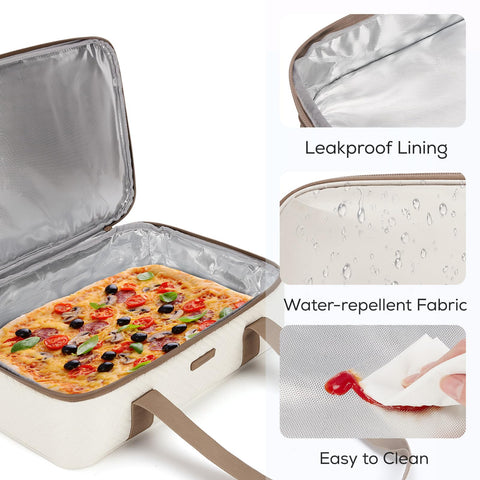 Tourit casserole carrier padded handles provide comfortable lifting during transport.