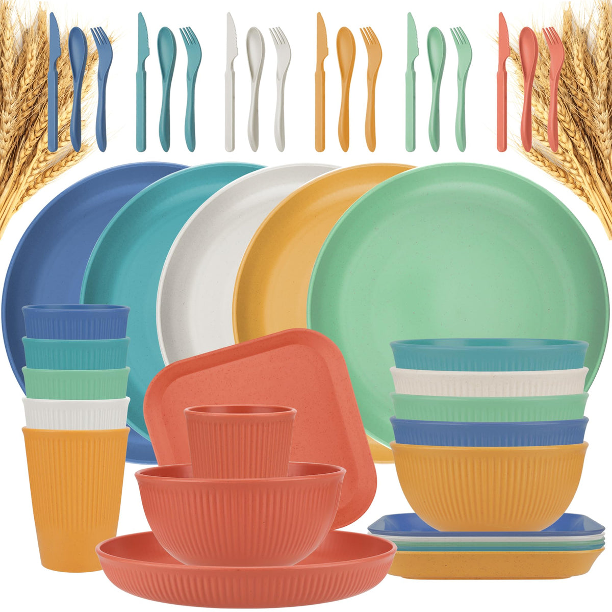TOUWMX 42-piece dinnerware set on a table, durable service for six.